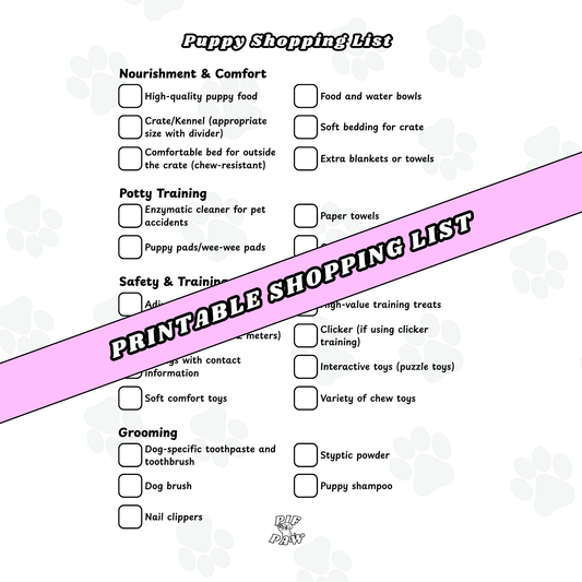 Puppy Shopping List